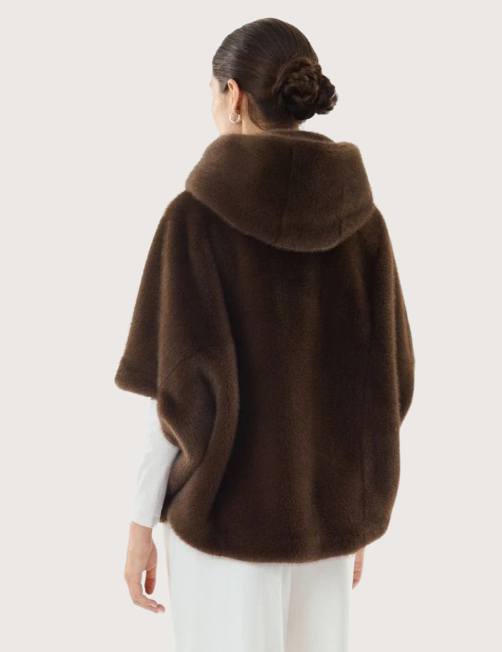 Giovanni Paris Cape en Fausse Fourrure Femme Leonie Marron - 6