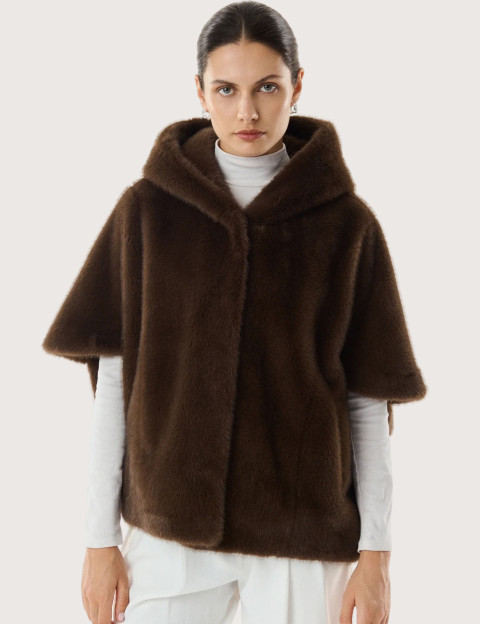 Giovanni Paris Cape en Fausse Fourrure Femme Leonie Marron