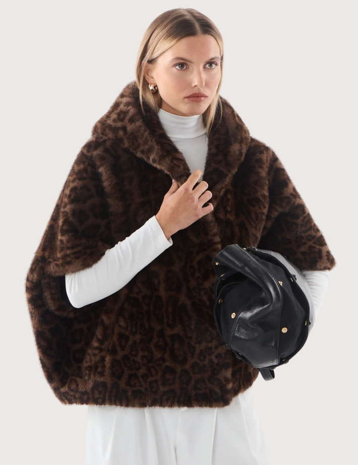 Giovanni Paris Cape en Fausse Fourrure Femme Leonie Léopard - 2