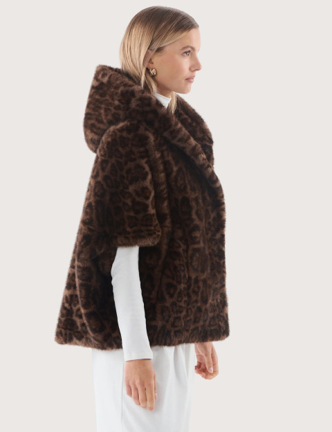 Giovanni Paris Cape en Fausse Fourrure Femme Leonie Léopard - 3