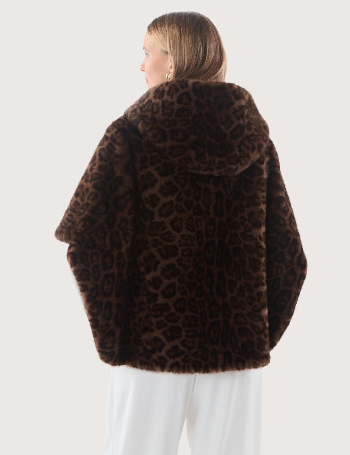 Giovanni Paris Cape en Fausse Fourrure Femme Leonie Léopard - 4