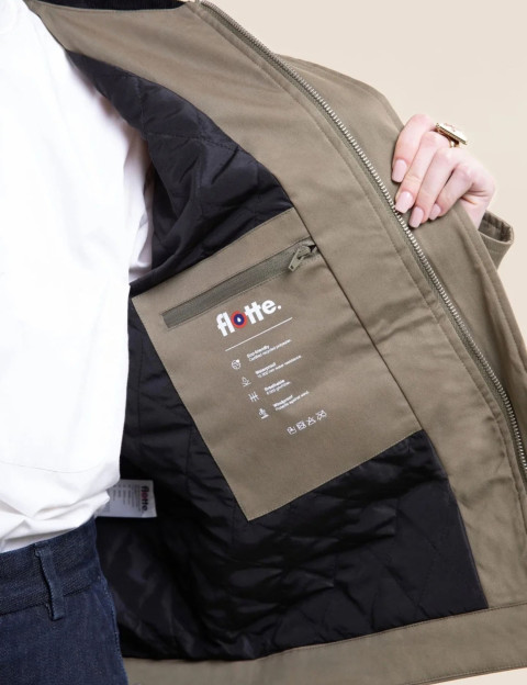 Flotte Veste Imperméable à Brandebour Unisexe Carnot Kaki - 4