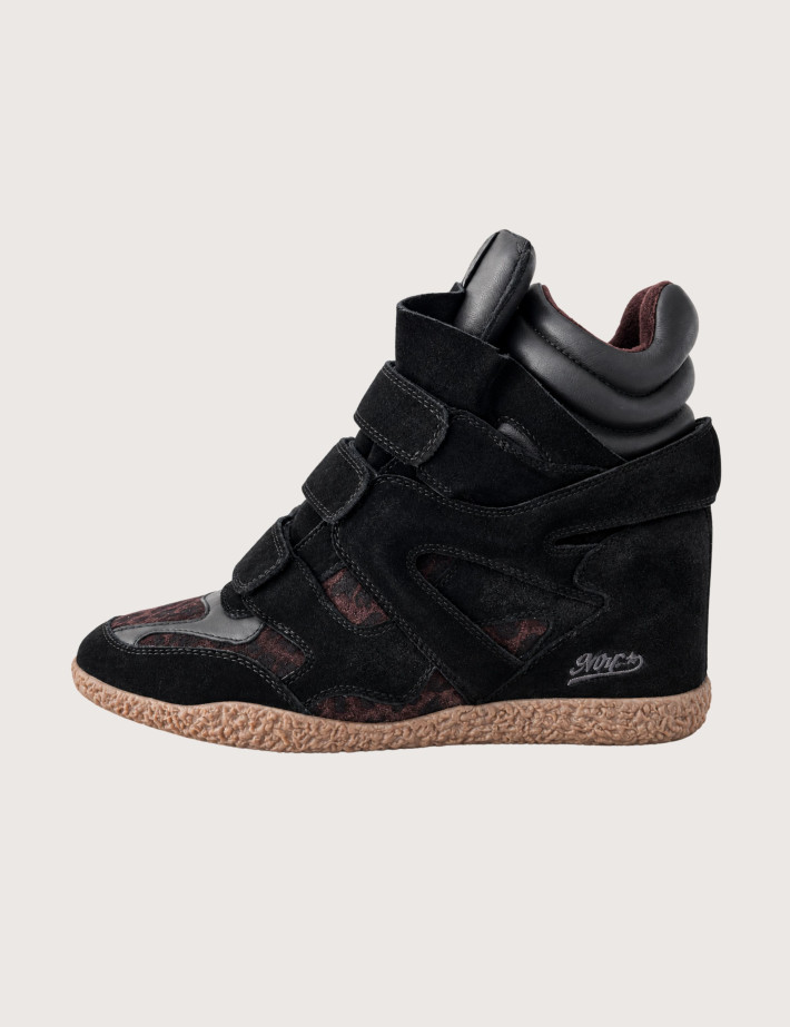 MRP Melrose Place Baskets Montantes Velcro Chamonix Noir Marron Léopard - 3