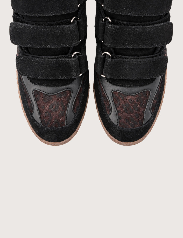 MRP Melrose Place Baskets Montantes Velcro Chamonix Noir Marron Léopard - 2
