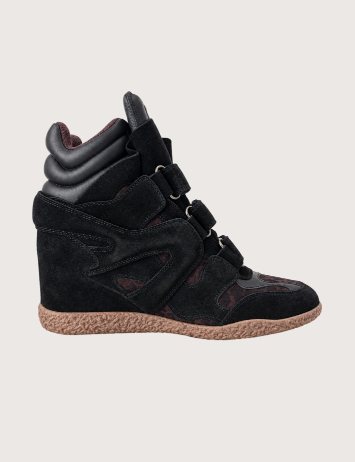 MRP Melrose Place Baskets Montantes Velcro Chamonix Noir Marron Léopard