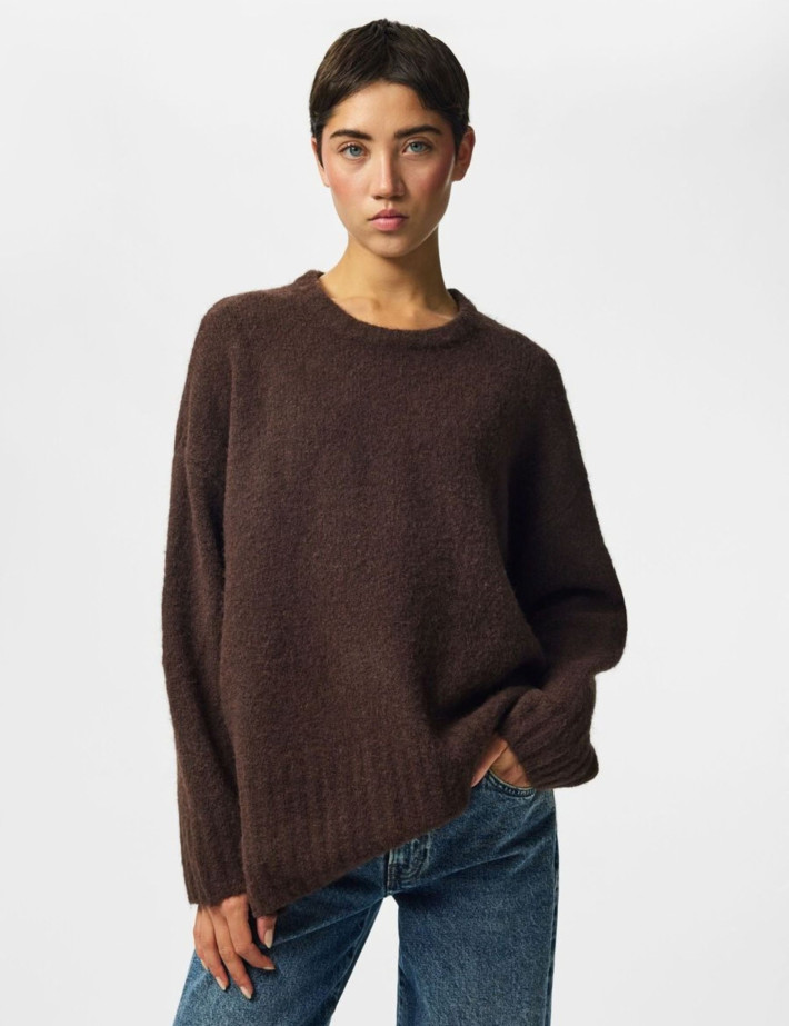 PIECES Pull Femme Tina Marron - 2