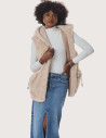 Giovanni Paris Manteau Femme en Fausse Fourrure sans Manches Maury Beige