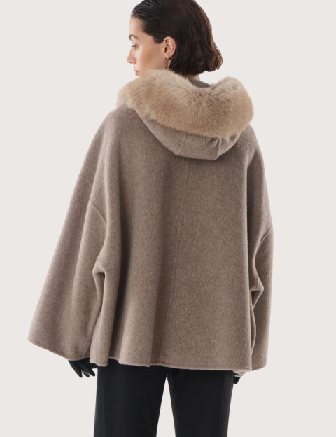 Giovanni Paris Manteau Femme Col Fourrure Sela Taupe - 7