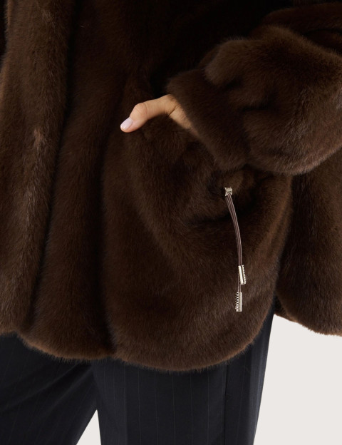 Giovanni Paris Manteau Femme en Fausse Fourrure Selena Marron - 3