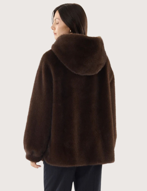 Giovanni Paris Manteau Femme en Fausse Fourrure Selena Marron - 4