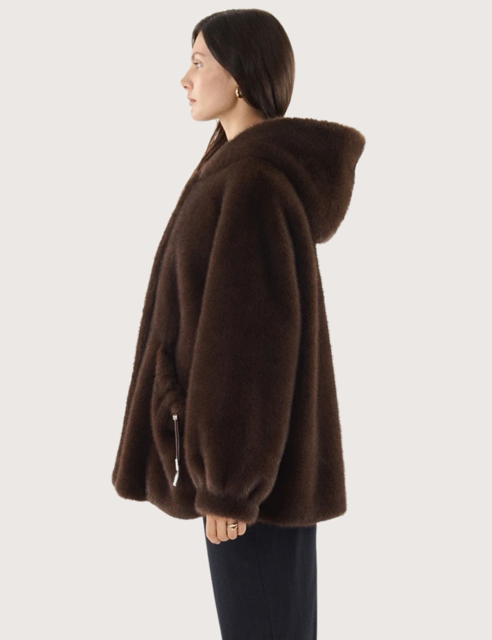Giovanni Paris Manteau Femme en Fausse Fourrure Selena Marron - 5