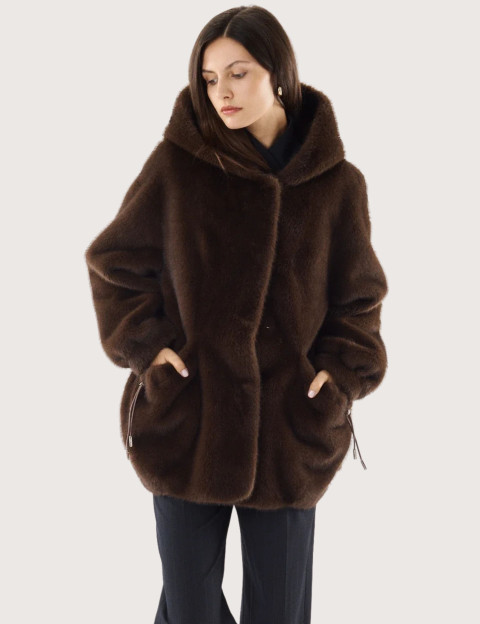 Giovanni Paris Manteau Femme en Fausse Fourrure Selena Marron - 6