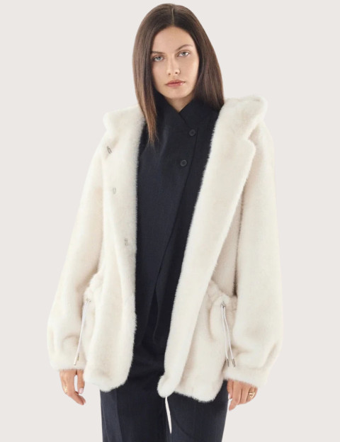 Giovanni Paris Manteau Femme en Fausse Fourrure Selena Blanc - 2