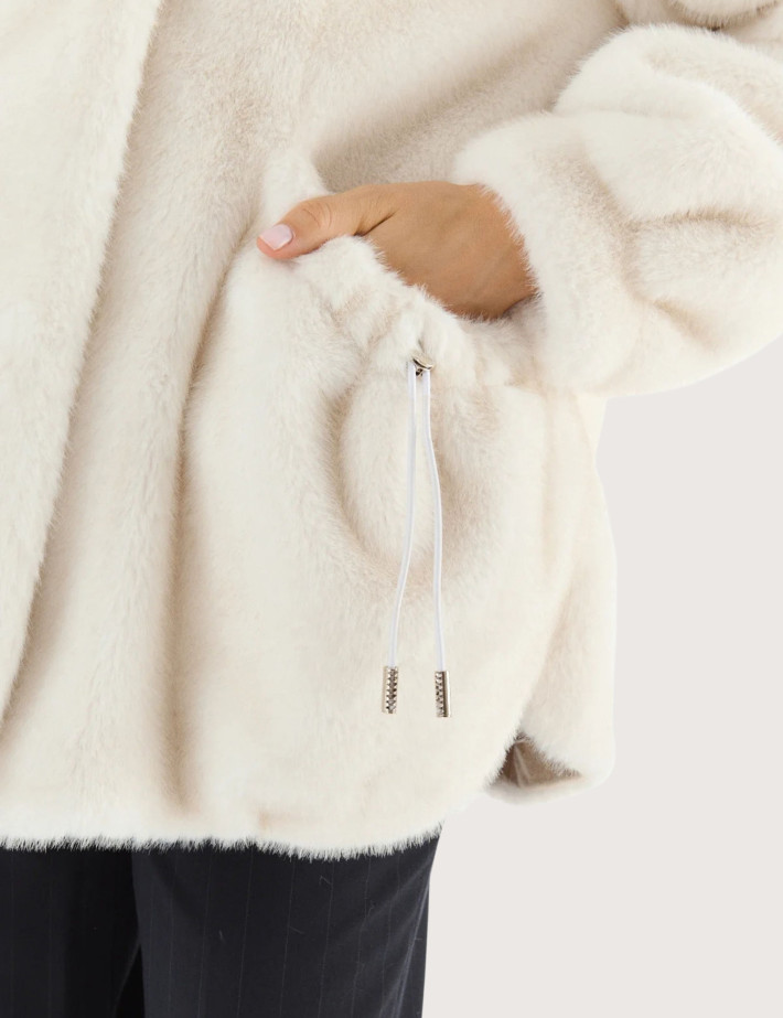 Giovanni Paris Manteau Femme en Fausse Fourrure Selena Blanc - 3