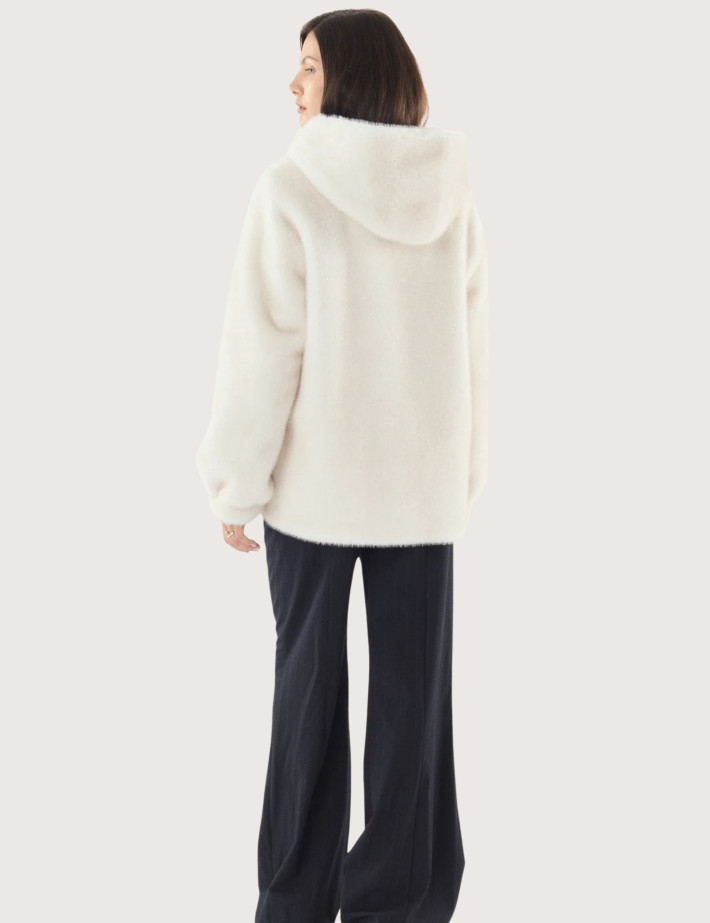 Giovanni Paris Manteau Femme en Fausse Fourrure Selena Blanc - 4