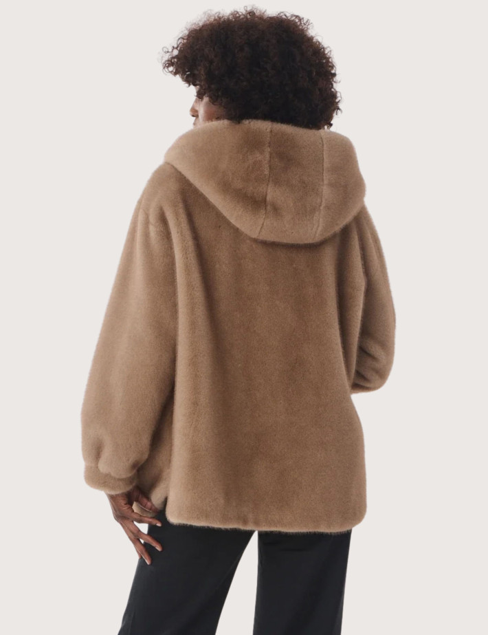 Giovanni Paris Manteau Femme en Fausse Fourrure Selena Taupe - 4