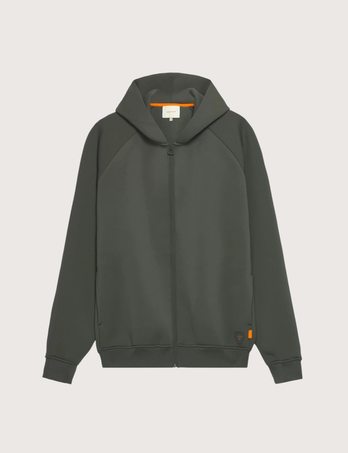 GERTRUDE Sweat Mixte à Capuche Zippé en Maille Scuba Melvin Kaki
