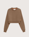 GERTRUDE Sweat Femme Col Rond Cropped Catherine Café