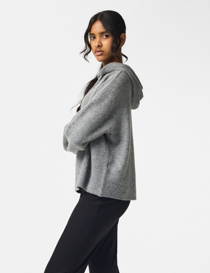 PIECES Pull Femme à Capuche Malou Gris - 8