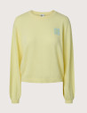 PIECES Pull Femme Nancie Beige Patch Jaune