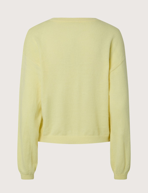 PIECES Pull Femme Nancie Beige Patch Jaune - 2