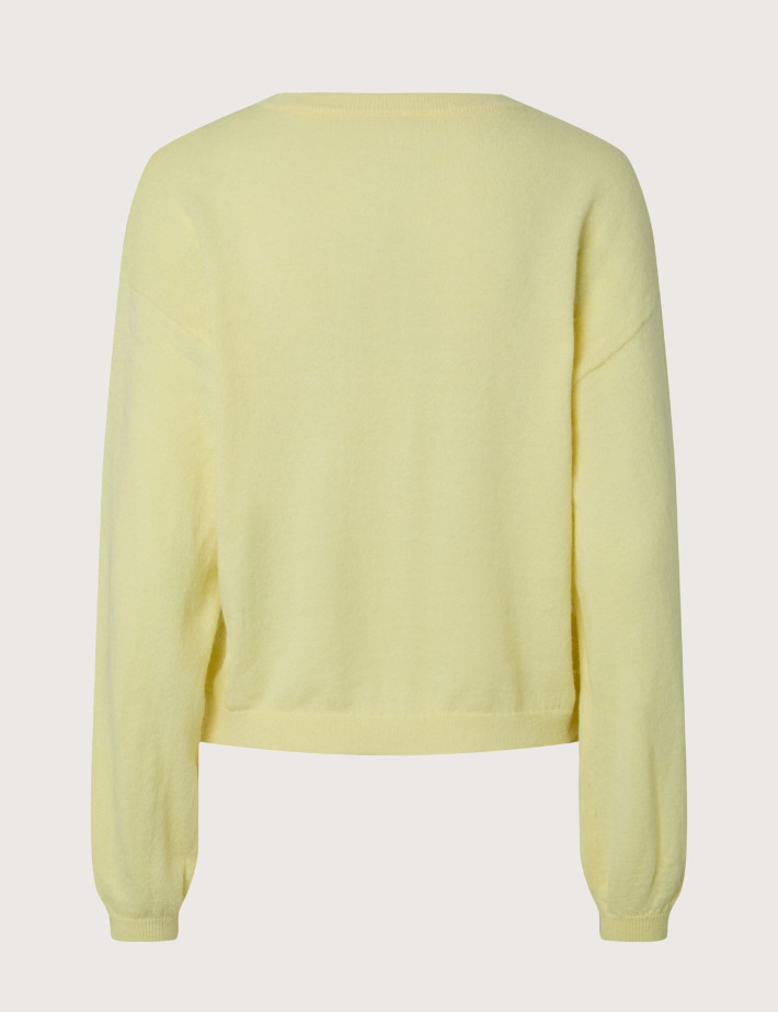PIECES Pull Femme Nancie Beige Patch Jaune - 2