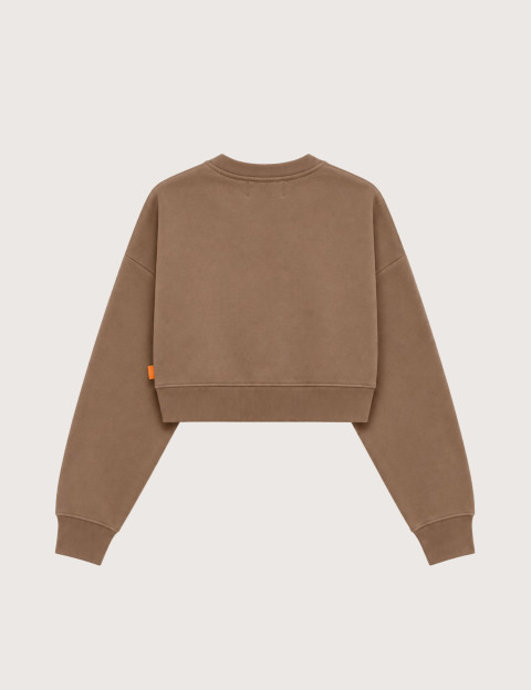 GERTRUDE Sweat Femme Col Rond Cropped Catherine Café - 2