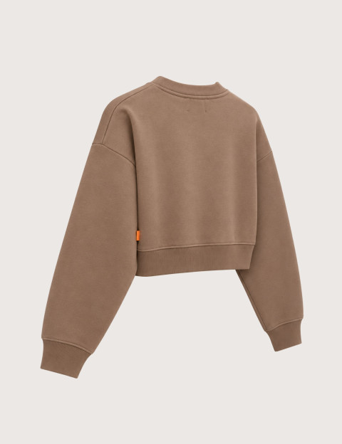 GERTRUDE Sweat Femme Col Rond Cropped Catherine Café - 3