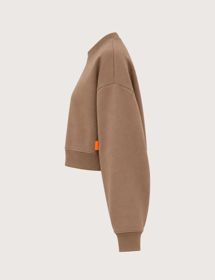 GERTRUDE Sweat Femme Col Rond Cropped Catherine Café - 5