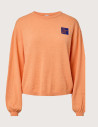 PIECES Pull Femme Nancie Beige Patch Orange