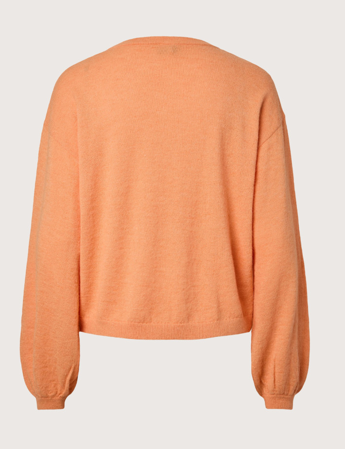 PIECES Pull Femme Nancie Beige Patch Orange - 2