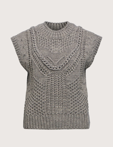OBJECT Pull en Maille Femme Sans Manches Hinna Gris