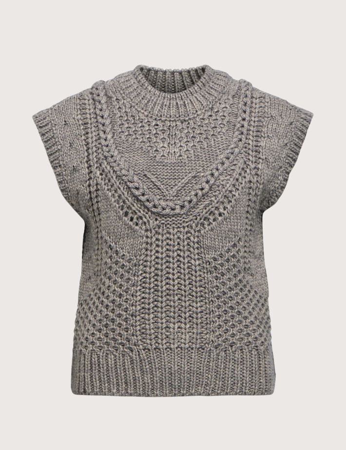 OBJECT Pull en Maille Femme Sans Manches Hinna Gris