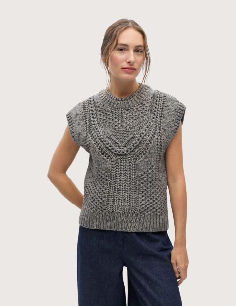 OBJECT Pull en Maille Femme Sans Manches Hinna Gris - 2