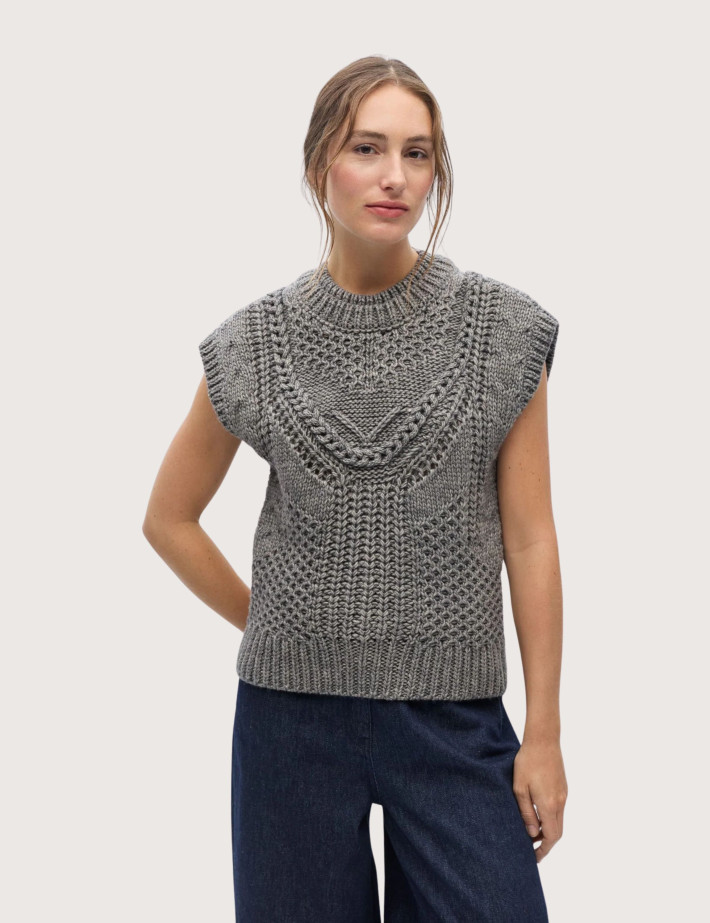 OBJECT Pull en Maille Femme Sans Manches Hinna Gris - 2