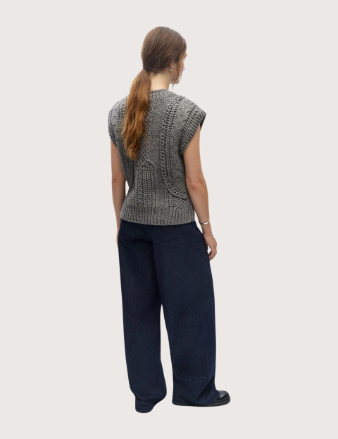 OBJECT Pull en Maille Femme Sans Manches Hinna Gris - 3