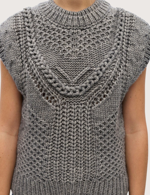 OBJECT Pull en Maille Femme Sans Manches Hinna Gris - 5