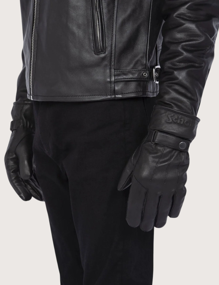 SCHOTT Gants en Cuir Logo 3D Noir - 2