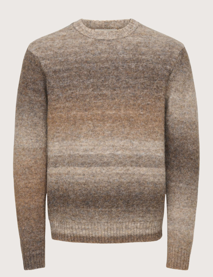 Only & Sons Pull Homme Tie & Dye Mack Camel