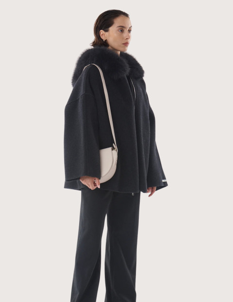 Giovanni Paris Manteau Femme Col Fourrure Sela Anthracite - 7