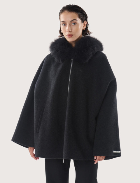 Giovanni Paris Manteau Femme Col Fourrure Sela Anthracite - 8