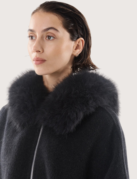 Giovanni Paris Manteau Femme Col Fourrure Sela Anthracite - 4