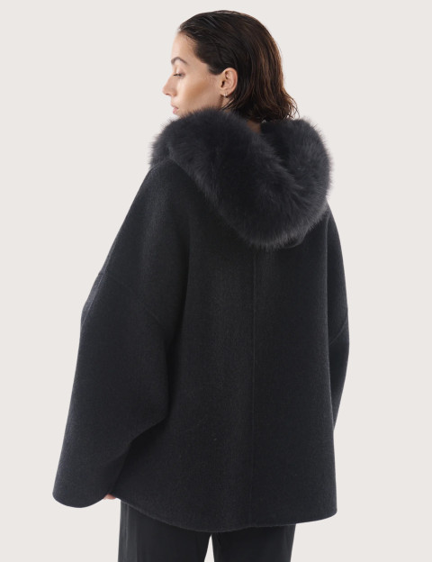 Giovanni Paris Manteau Femme Col Fourrure Sela Anthracite - 3