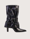 Mimmù Bottes Femme à Talons en Cuir Noir