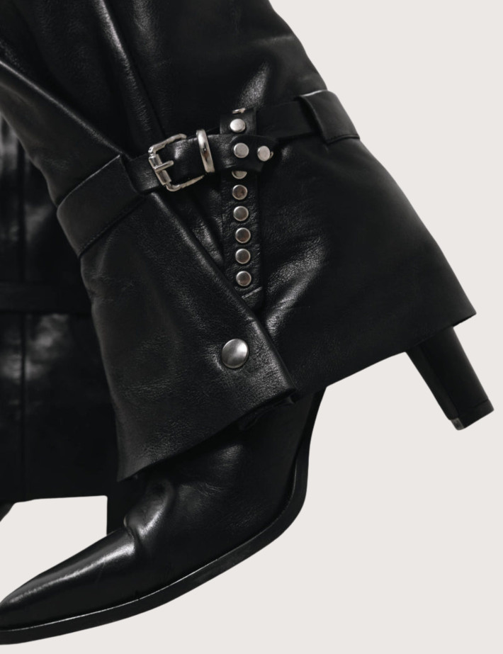 Mimmù Bottes Femme à Talons en Cuir Noir - 4