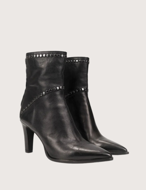 Mimmù Bottines Femme à Talons en Cuir Cloutées Noir - 2