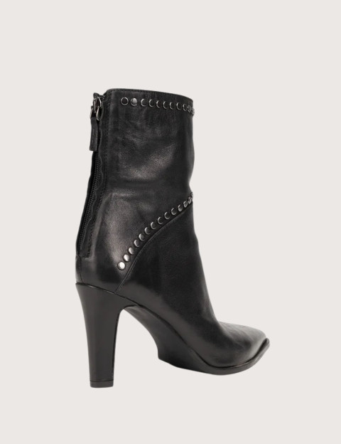 Mimmù Bottines Femme à Talons en Cuir Cloutées Noir - 3