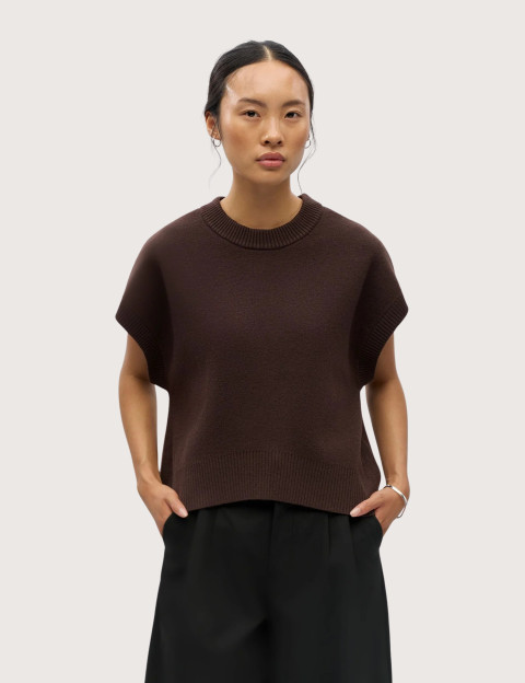 OBJECT Pull Femme Sans Manches Itone Marron - 2