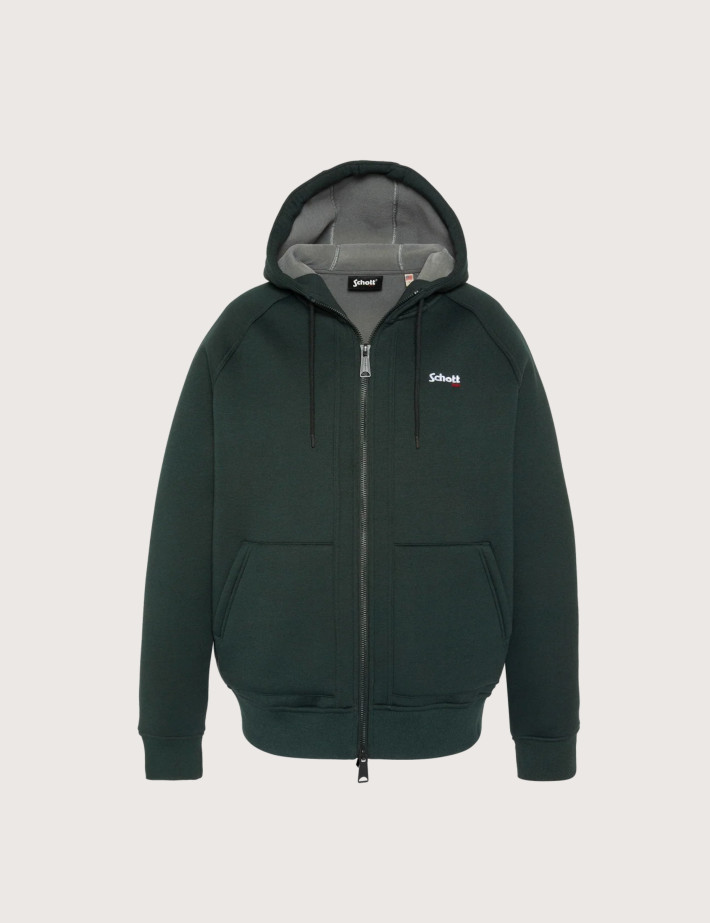 SCHOTT Sweat Homme à Zip Triplux Logo Vert