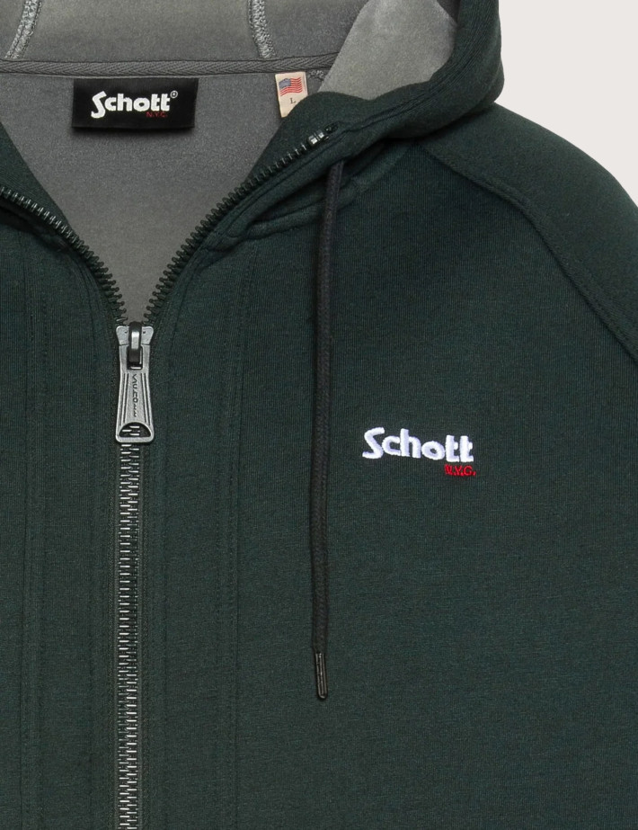 SCHOTT Sweat Homme à Zip Triplux Logo Vert - 5